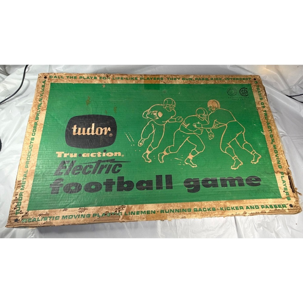 Vintage Tudor Tru-Action Electric Football Game Model 500 Metal Board Boxed